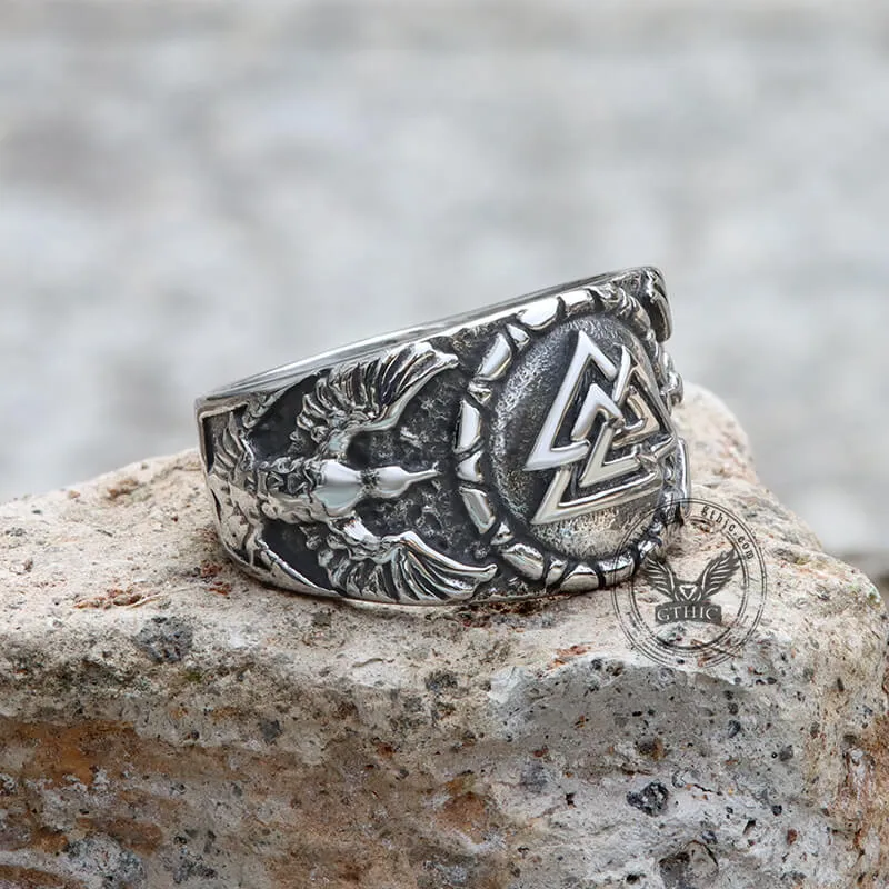 Valknut Raven Stainless Steel Viking Ring sold by GTHIC product image thumbnail 3