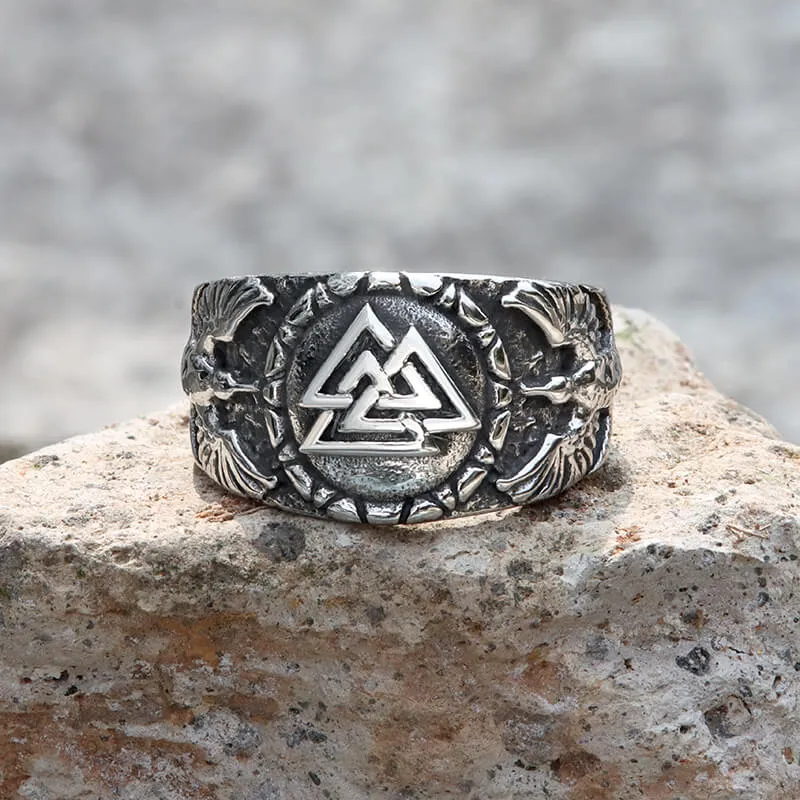 Valknut Raven Stainless Steel Viking Ring sold by GTHIC