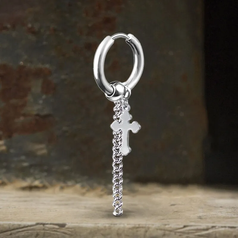 Minimalist Cross Chain Stainless Steel Hoop Earrings sold by GTHIC product image thumbnail 3