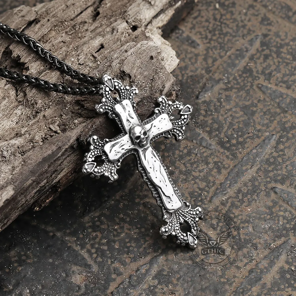 Budded Cross Stainless Steel Skull Pendant sold by GTHIC product image thumbnail 3