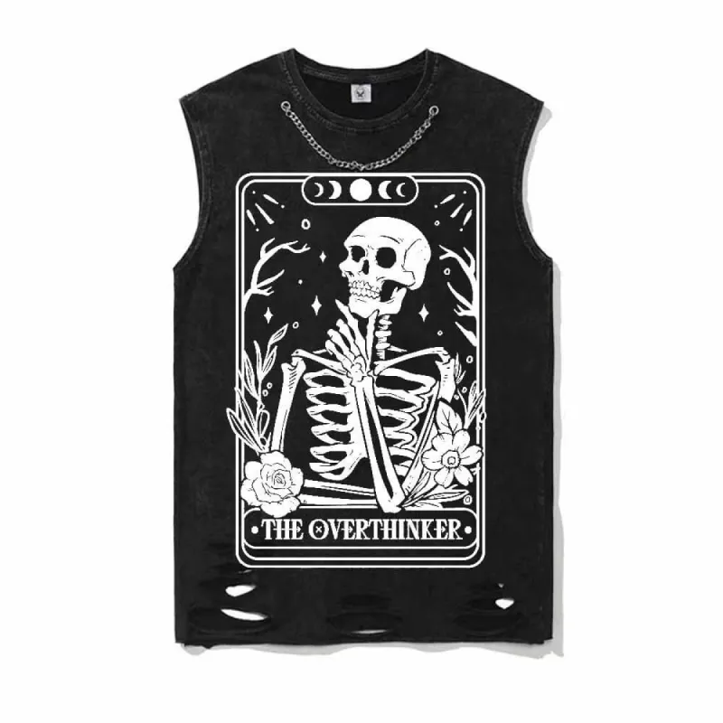 The Overthinker Tarot Card Vintage Washed Cotton Vest Top sold by GTHIC