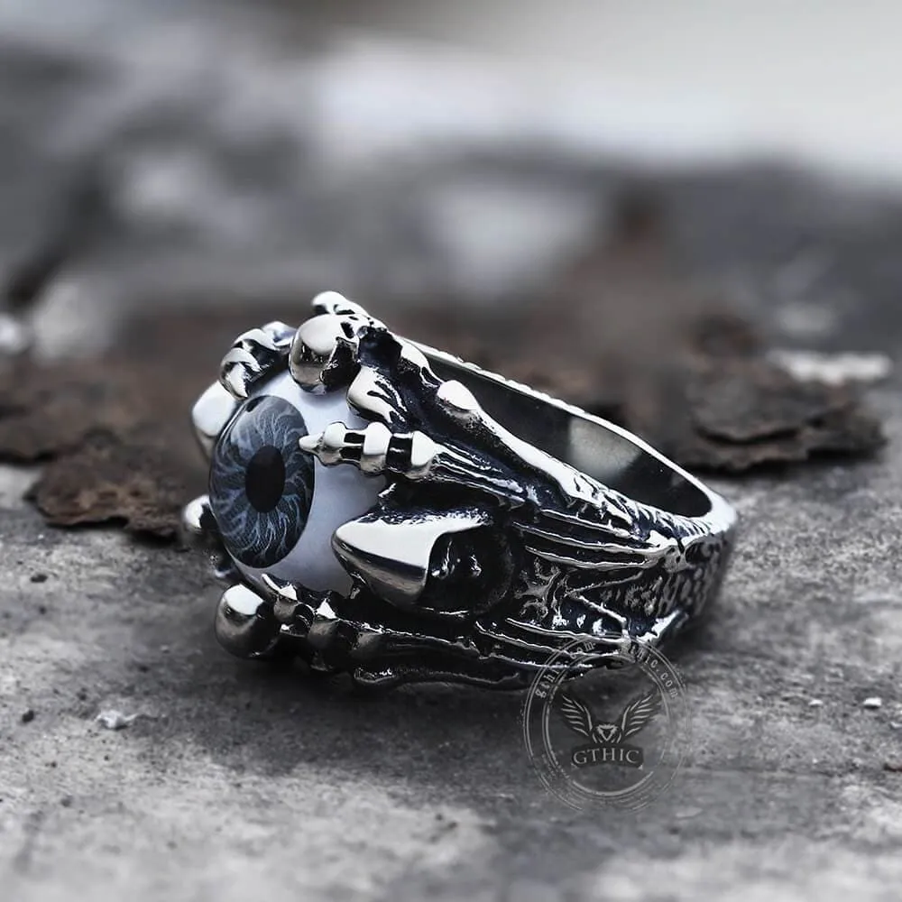 Greek Evil Eye Stainless Steel Skull Ring sold by GTHIC product image thumbnail 4