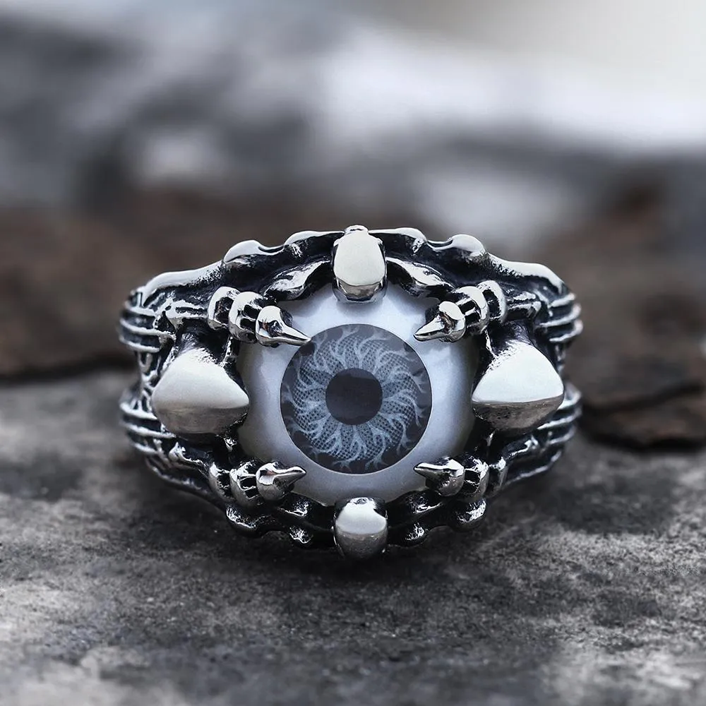 Greek Evil Eye Stainless Steel Skull Ring sold by GTHIC