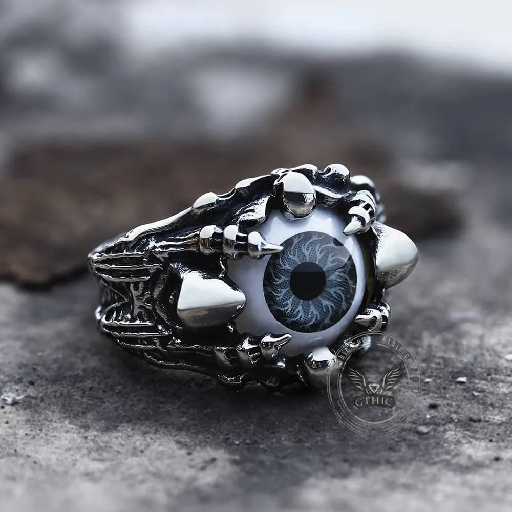 Greek Evil Eye Stainless Steel Skull Ring sold by GTHIC product image thumbnail 3