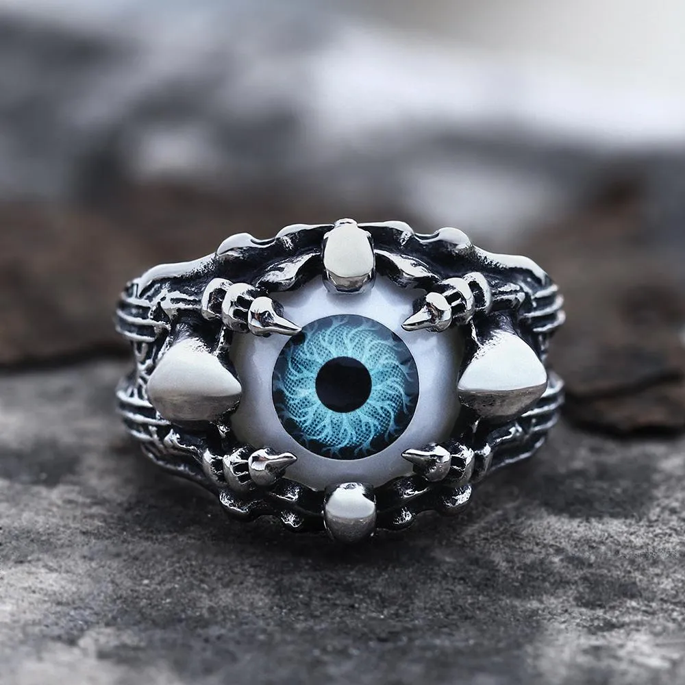 Greek Evil Eye Stainless Steel Skull Ring sold by GTHIC product image thumbnail 5