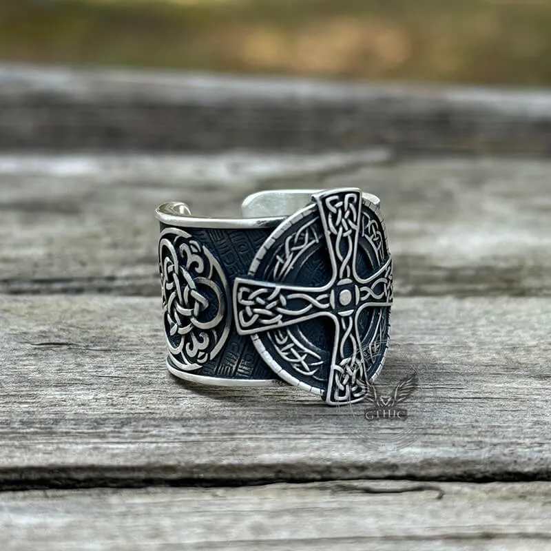 Viking Celtic Cross Sterling Silver Open Ring sold by GTHIC product image thumbnail 3