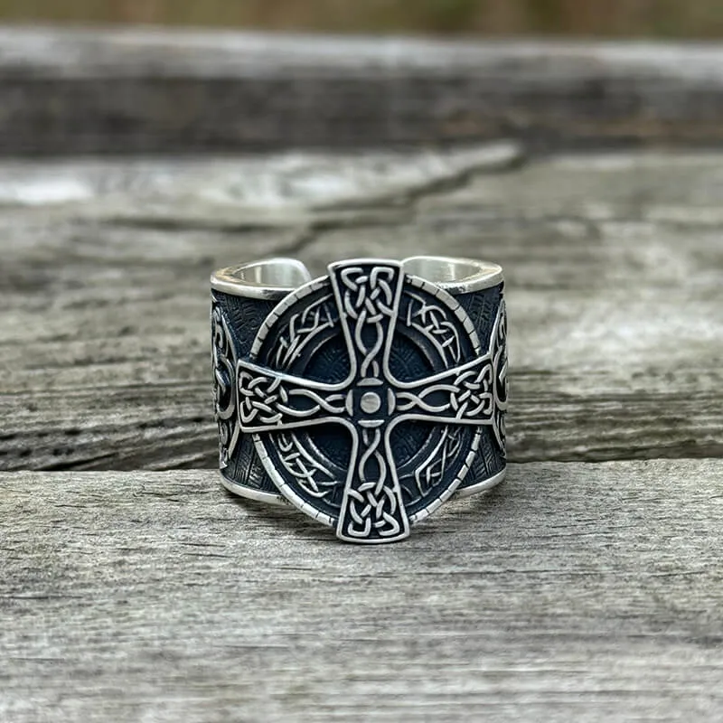 Viking Celtic Cross Sterling Silver Open Ring sold by GTHIC