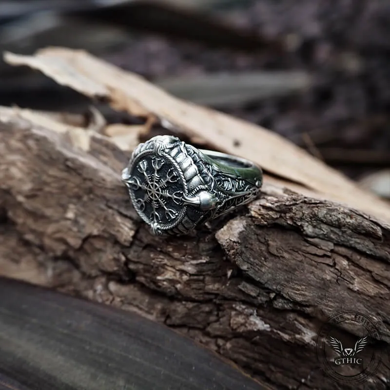 Vintage Helm of Awe Symbol Skull Sterling Silver Ring sold by GTHIC product image thumbnail 4