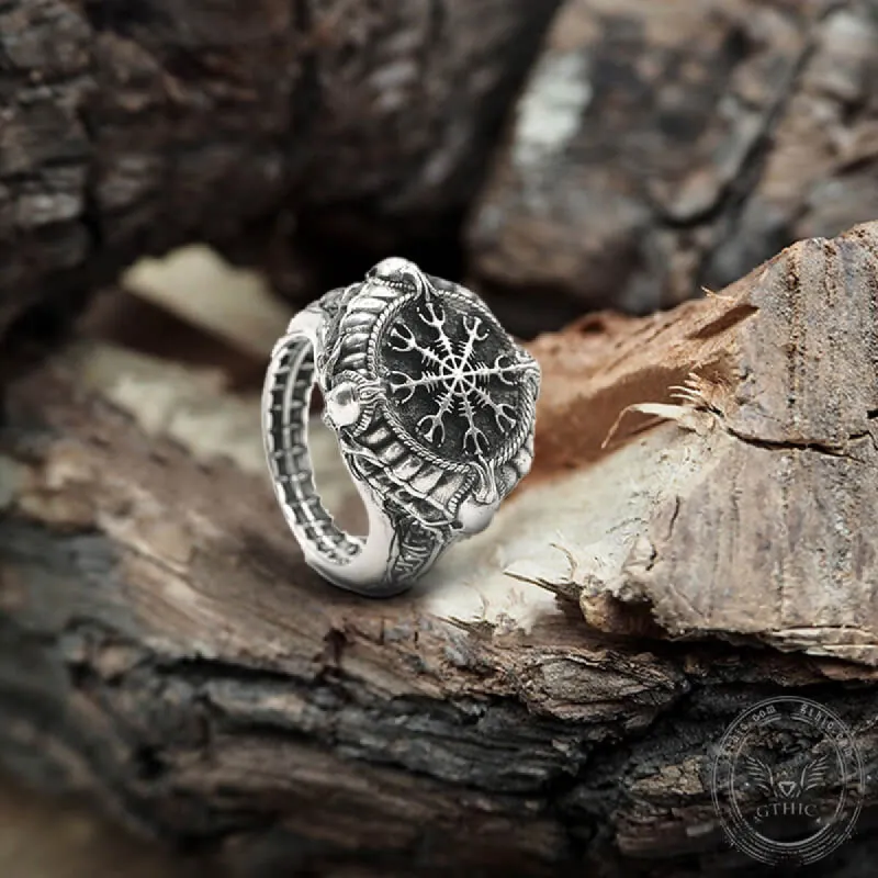 Vintage Helm of Awe Symbol Skull Sterling Silver Ring sold by GTHIC