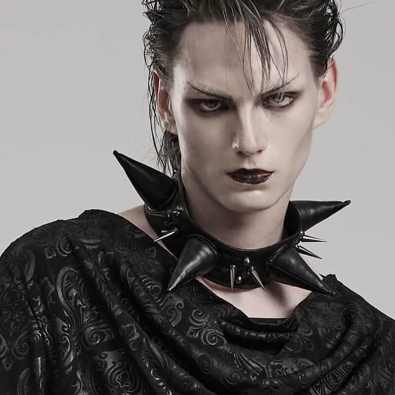 Punk Spikes PU Leather Choker Necklace sold by GTHIC