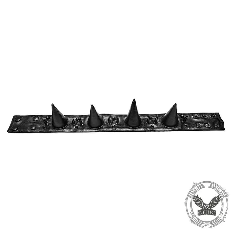 Punk Spikes PU Leather Choker Necklace sold by GTHIC product image thumbnail 5