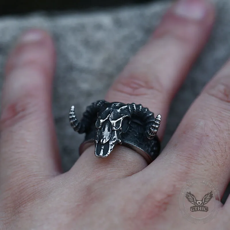 Horned Goat Stainless Steel Satan Ring sold by GTHIC product image thumbnail 4