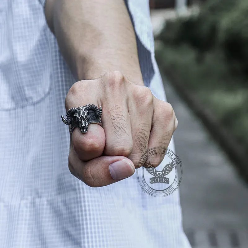 Horned Goat Stainless Steel Satan Ring sold by GTHIC product image thumbnail 3