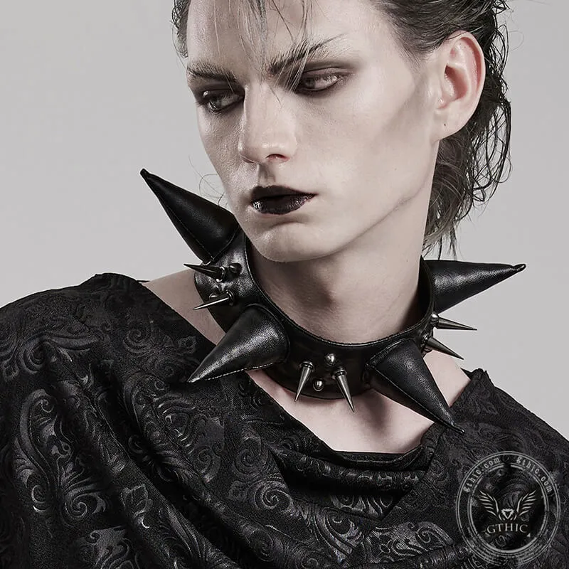 Punk Spikes PU Leather Choker Necklace sold by GTHIC product image thumbnail 2