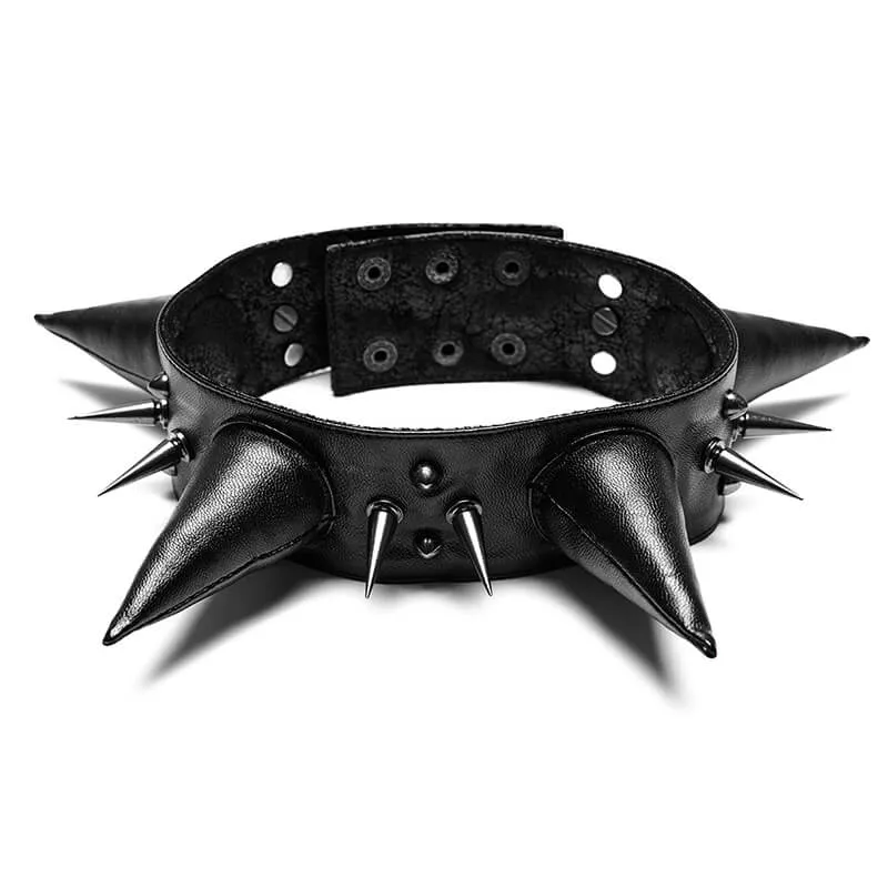 Punk Spikes PU Leather Choker Necklace sold by GTHIC product image thumbnail 3