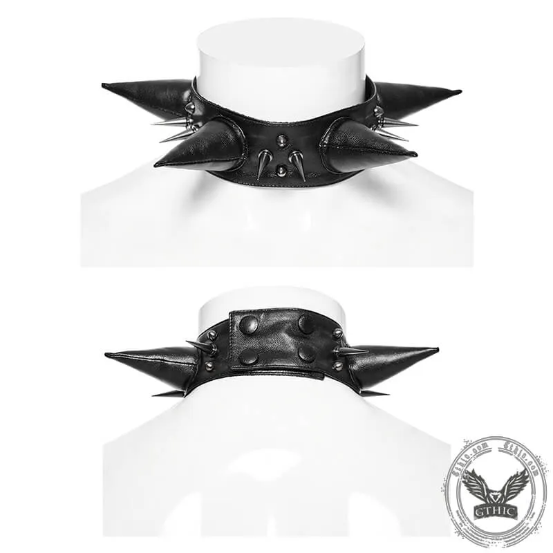 Punk Spikes PU Leather Choker Necklace sold by GTHIC product image thumbnail 4