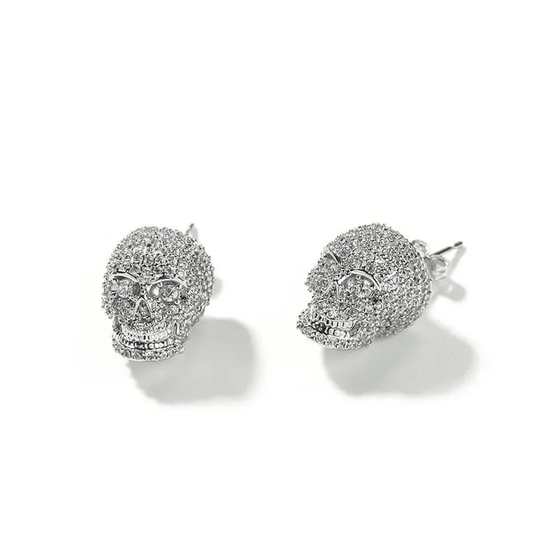 Gothic Skull Zircon Brass Stud Earrings sold by GTHIC product image thumbnail 5