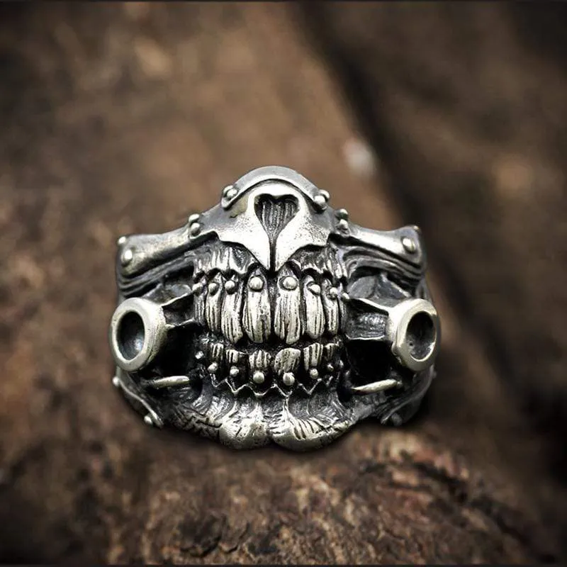 Unique Face Shield Sterling Silver Ring sold by GTHIC product image thumbnail 5