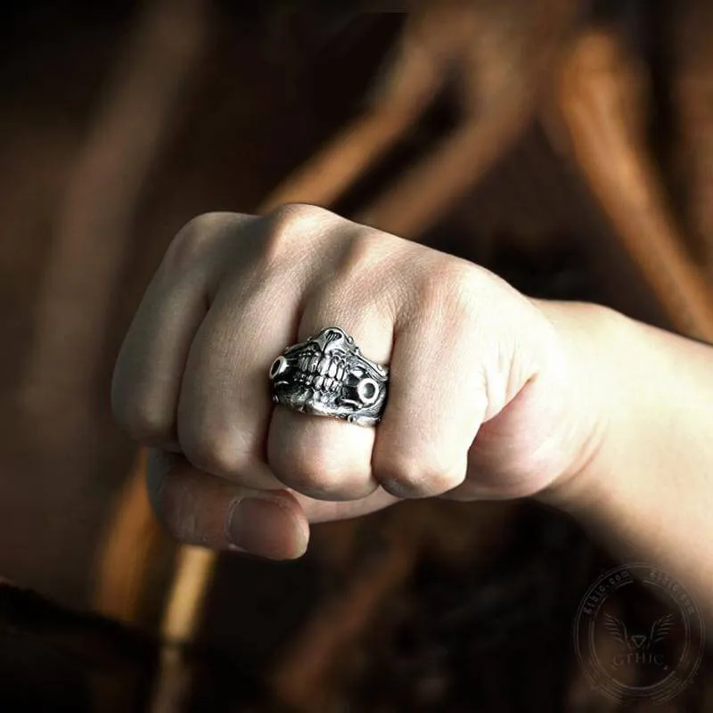 Unique Face Shield Sterling Silver Ring sold by GTHIC product image thumbnail 2