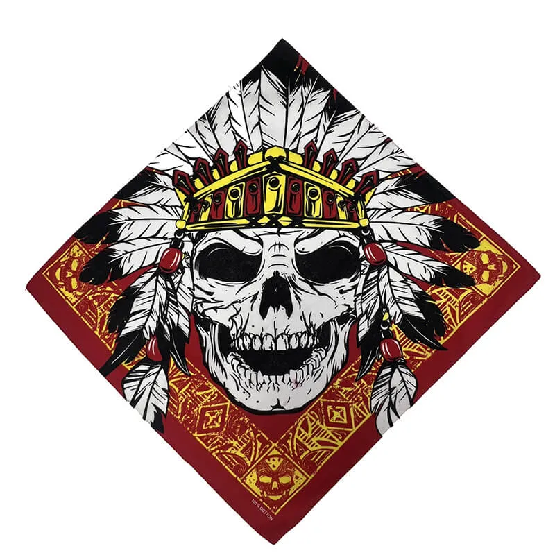 Indian Skull Cotton Square Scarf sold by GTHIC
