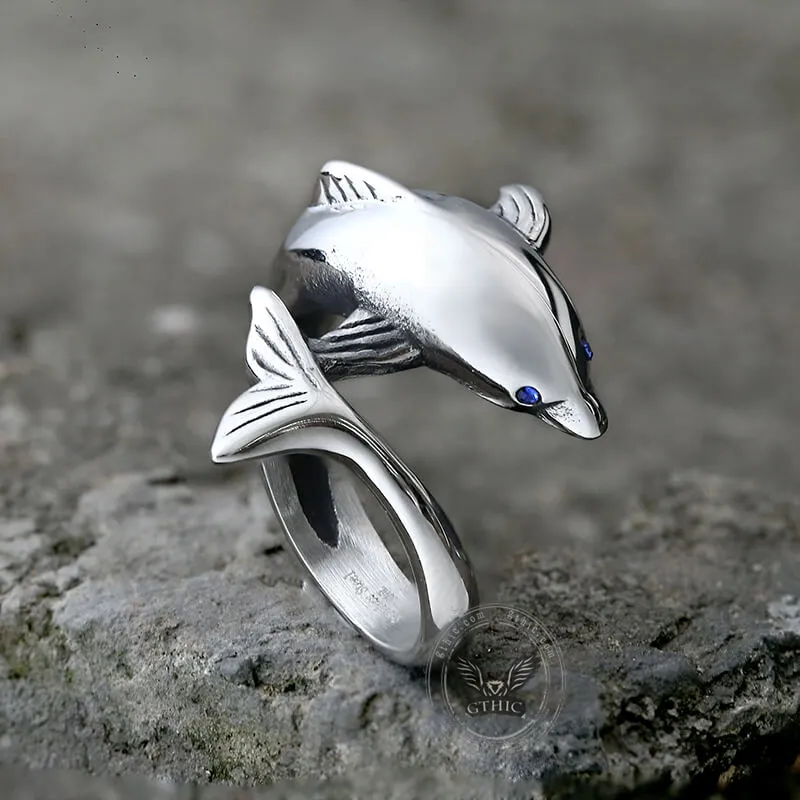 Blue Eyes Dolphin Stainless Steel Animal Ring sold by GTHIC product image thumbnail 4