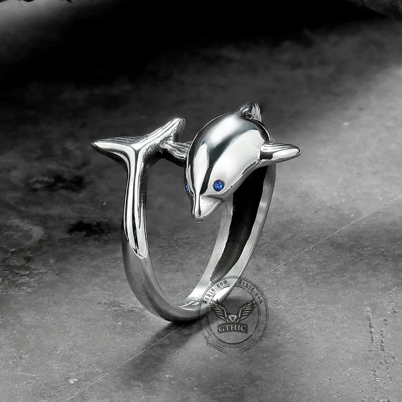 Blue Eyes Dolphin Stainless Steel Animal Ring sold by GTHIC product image thumbnail 5