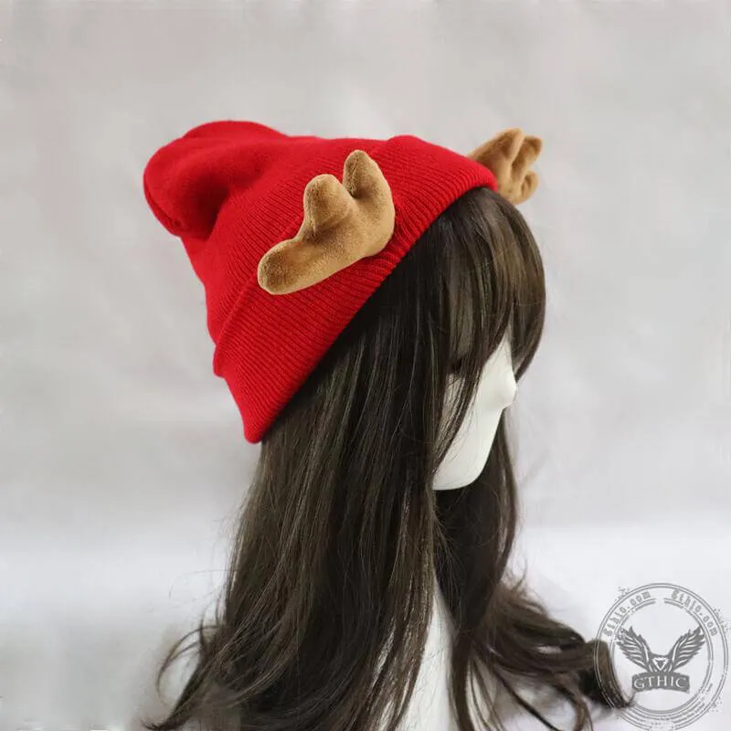 Elk Horned Knitted Christmas Beanie Hat sold by GTHIC product image thumbnail 4