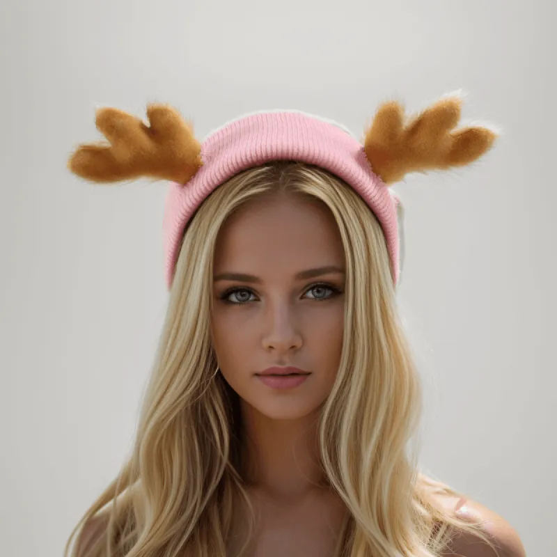 Elk Horned Knitted Christmas Beanie Hat sold by GTHIC