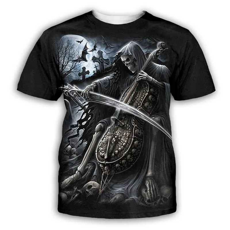 Cello Of Death Polyester Skull T-shirt sold by GTHIC