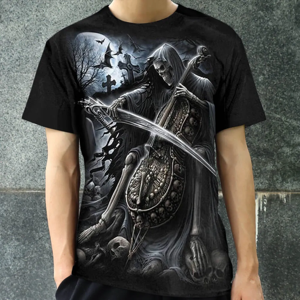 Cello Of Death Polyester Skull T-shirt sold by GTHIC product image thumbnail 2