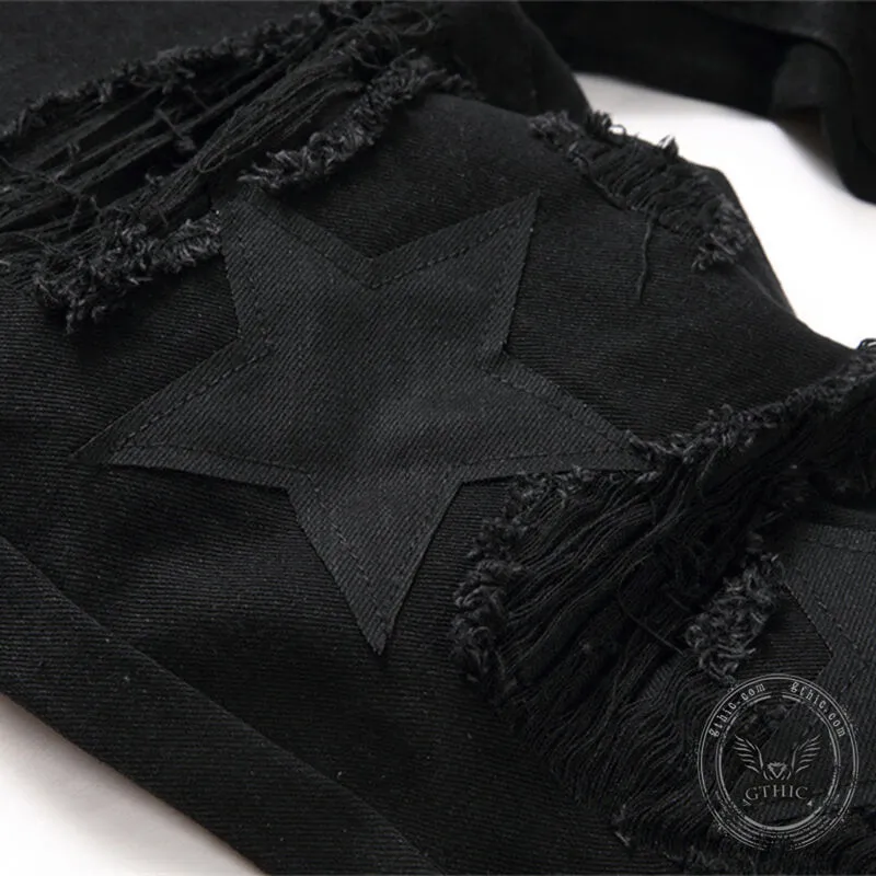 Star Patch Ripped Cotton Pants sold by GTHIC product image thumbnail 5