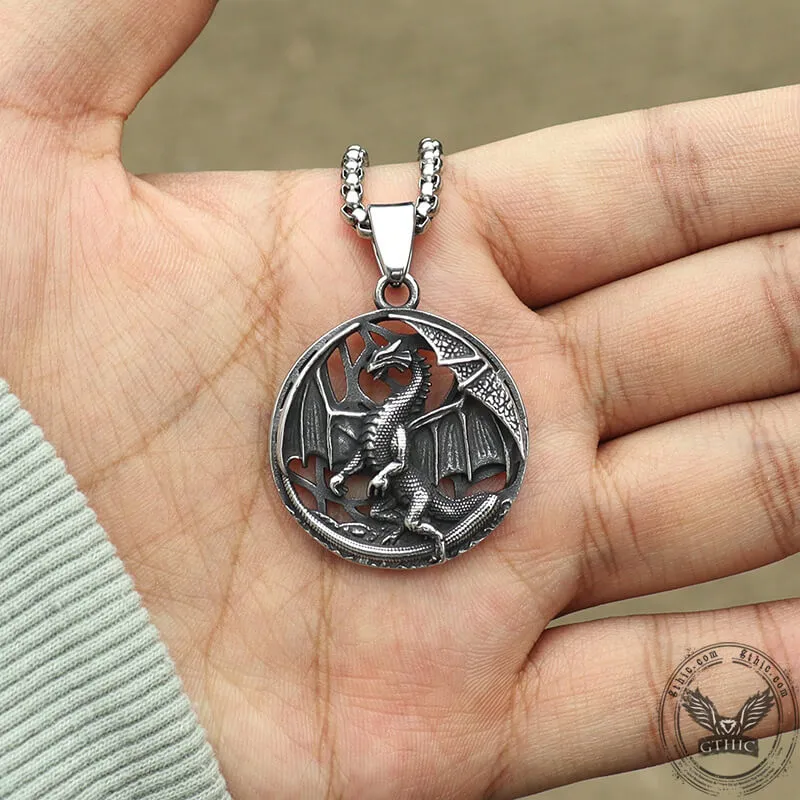 Flying Dragon Amulet Stainless Steel Pendant sold by GTHIC product image thumbnail 2