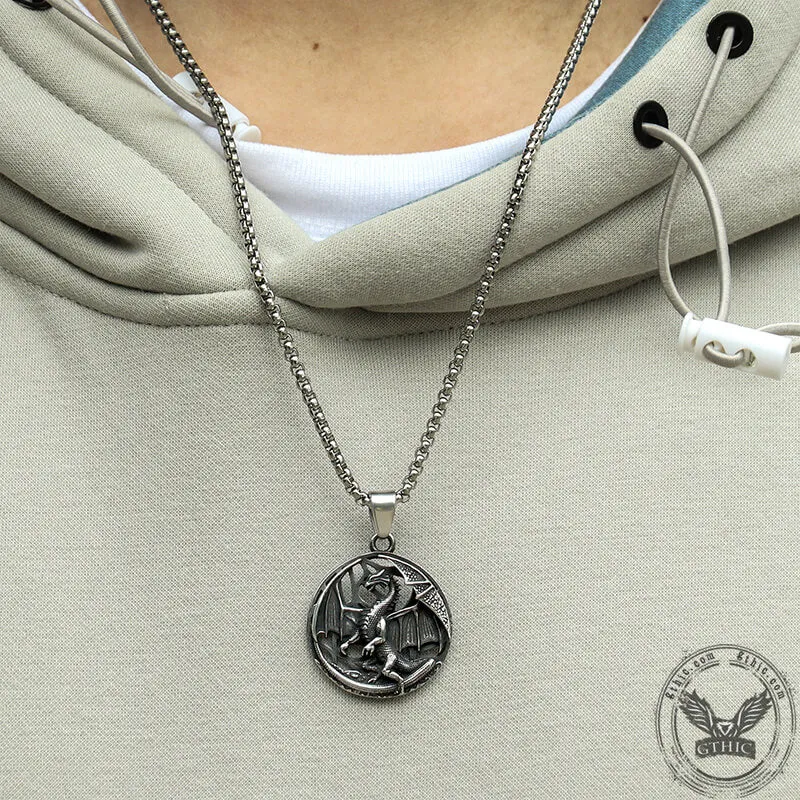 Flying Dragon Amulet Stainless Steel Pendant sold by GTHIC product image thumbnail 3