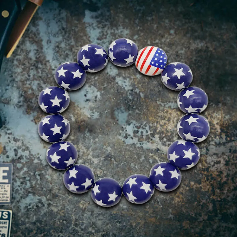 American Flag Wood Beaded Bracelet sold by GTHIC product image thumbnail 5