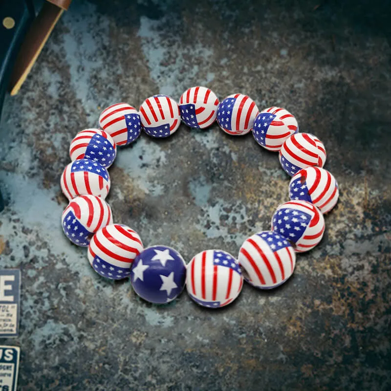 American Flag Wood Beaded Bracelet sold by GTHIC