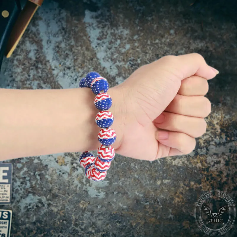 American Flag Wood Beaded Bracelet sold by GTHIC product image thumbnail 2