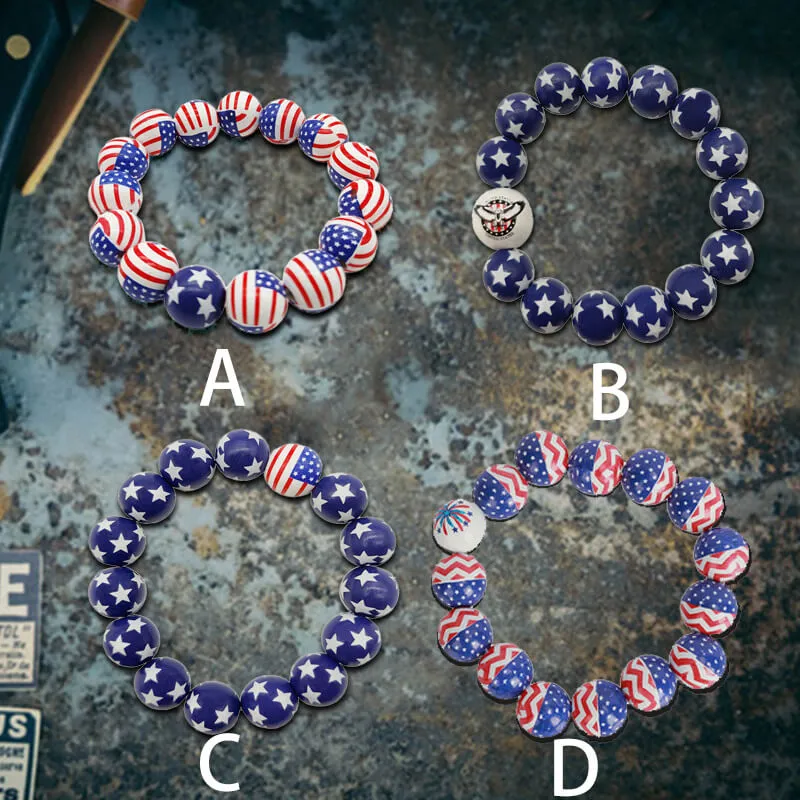 American Flag Wood Beaded Bracelet sold by GTHIC product image thumbnail 3