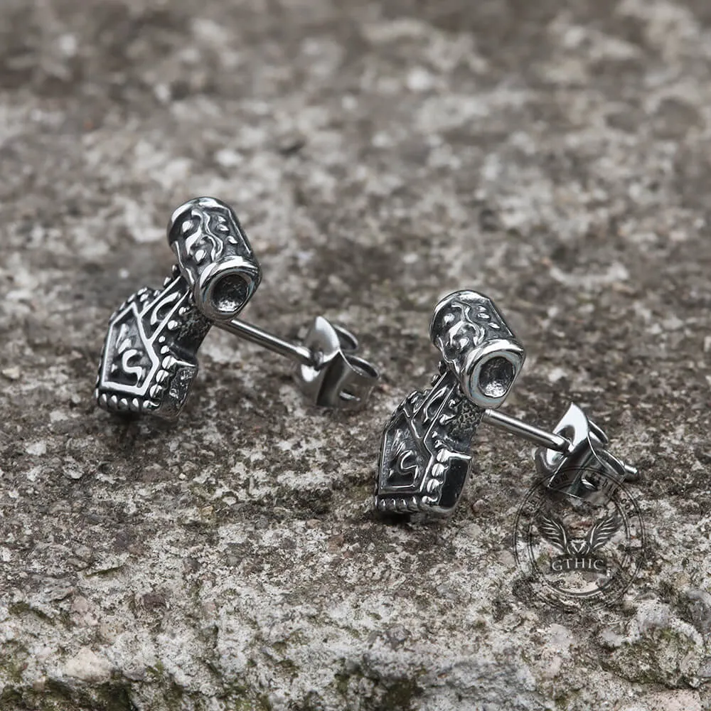 Mjöllnir Hammer Stainless Steel Viking Earring sold by GTHIC product image thumbnail 4