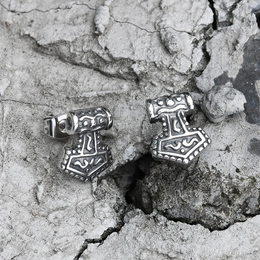 Mjöllnir Hammer Stainless Steel Viking Earring sold by GTHIC product image thumbnail 2