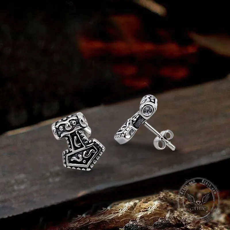 Mjöllnir Hammer Stainless Steel Viking Earring sold by GTHIC product image thumbnail 3