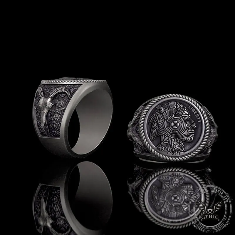 1927 Chief Head Hobo Nickel Sterling Silver Ring sold by GTHIC product image thumbnail 4