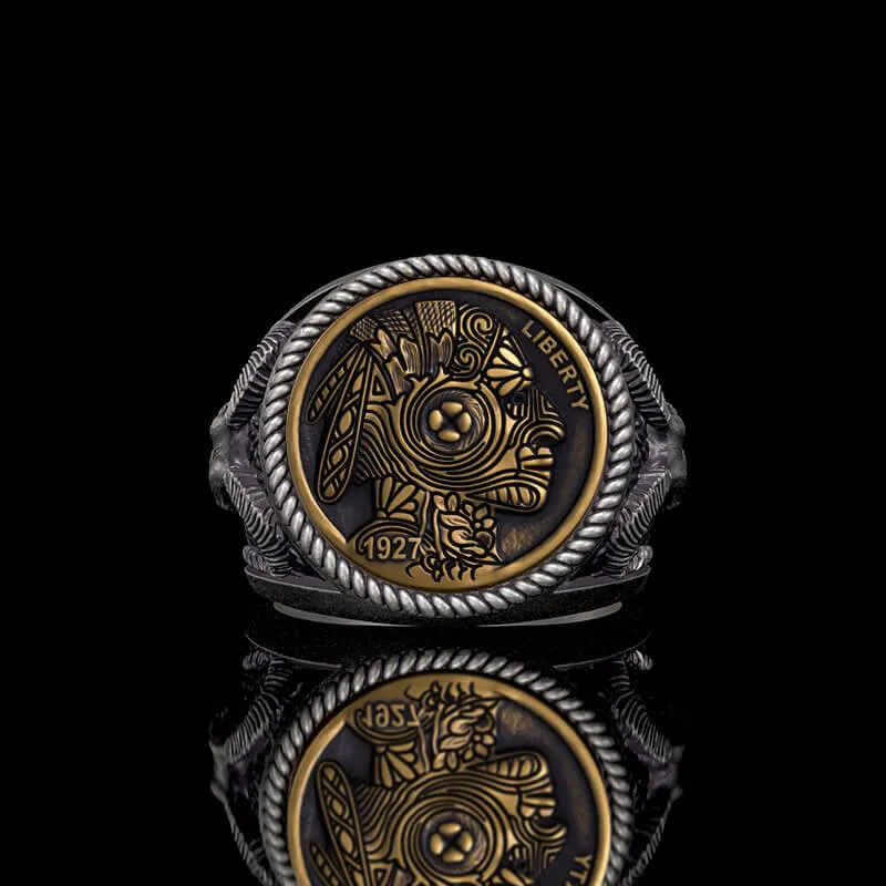 1927 Chief Head Hobo Nickel Sterling Silver Ring sold by GTHIC product image thumbnail 5