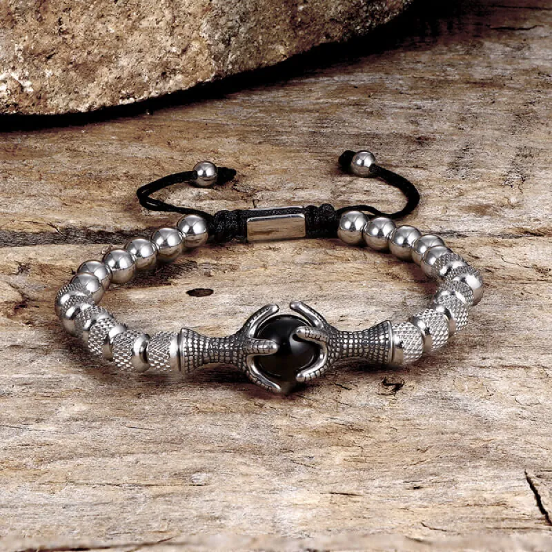 Vintage Eagle Claw Beaded Stainless Steel Bracelet sold by GTHIC