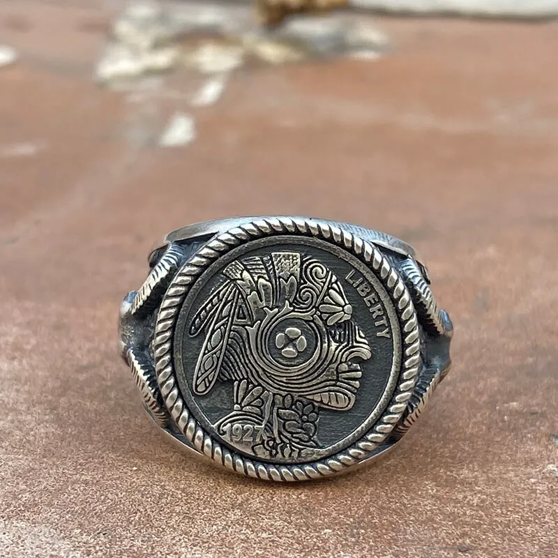 1927 Chief Head Hobo Nickel Sterling Silver Ring sold by GTHIC