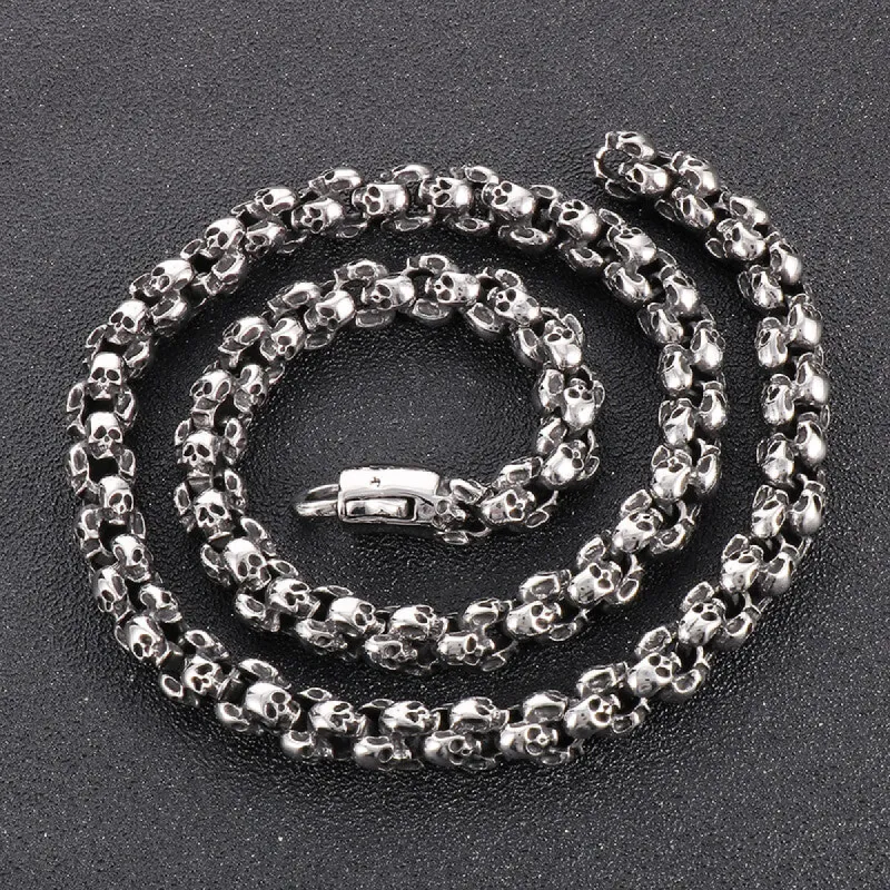 Heavy Skull Link Chain Stainless Steel Necklace sold by GTHIC
