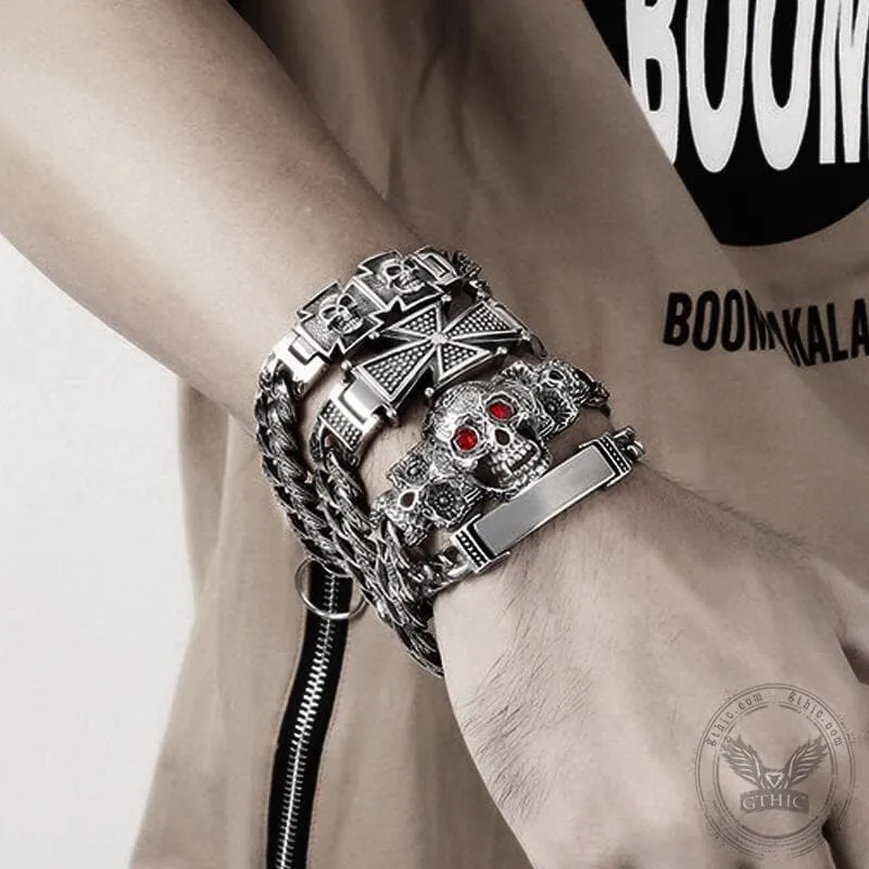 Vintage Skull Stainless Steel Bracelet sold by GTHIC product image thumbnail 2