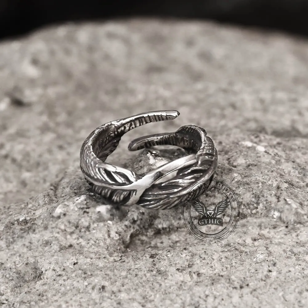 Retro Feather-shaped Stainless Steel Ring sold by GTHIC product image thumbnail 5