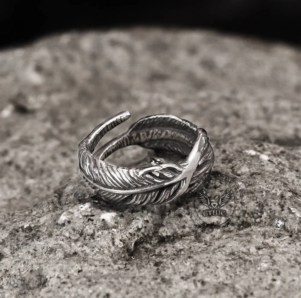 Retro Feather-shaped Stainless Steel Ring sold by GTHIC product image thumbnail 3