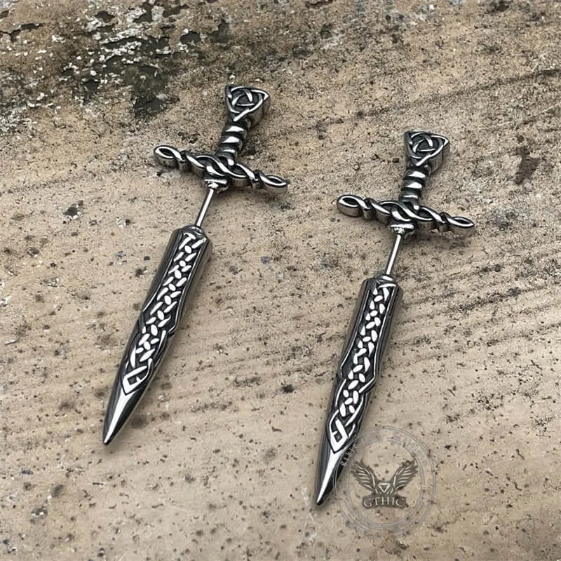 Viking Celtic Knot Sword Stainless Steel Earrings sold by GTHIC product image thumbnail 4