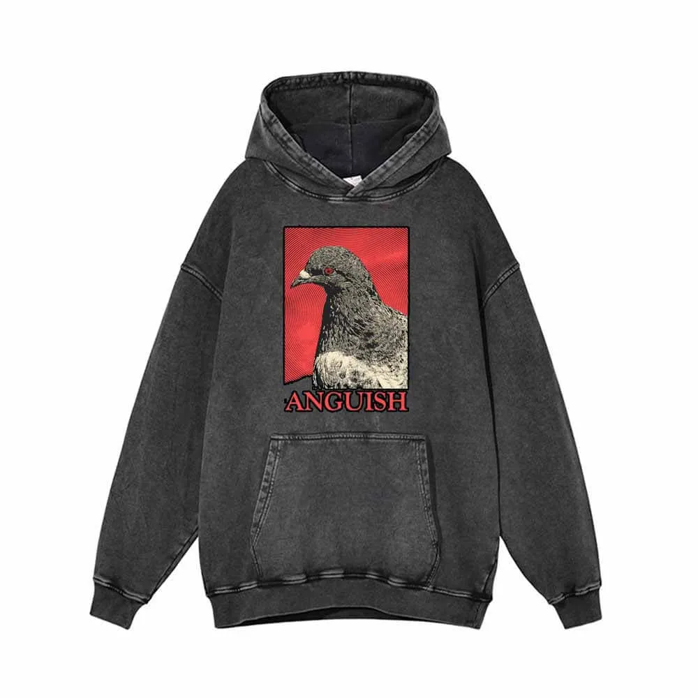 Red Eye Pigeon Anguish Vintage Washed Hoodie sold by GTHIC